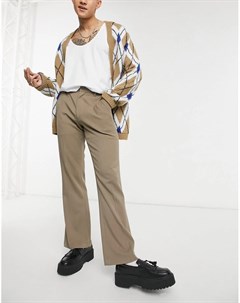 Светло бежевые расклешенные строгие брюки Asos design