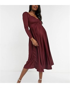 Платье миди с драпировкой на груди ягодного цвета ASOS DESIGN Maternity Asos maternity