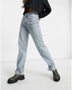 Голубые выбеленные джинсы из денима с завязками Missy Empire Missyempire