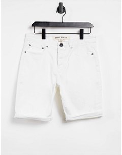 Белые облегающие джинсовые шорты New look