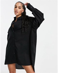 Черное платье рубашка в стиле oversized с объемными рукавами Threadbare