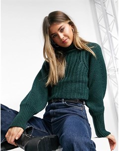 Темно зеленый свитер крупной вязки Li Monki