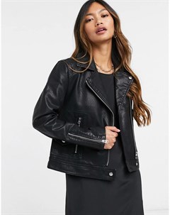 Черная куртка из искусственной кожи в байкерском стиле Topshop