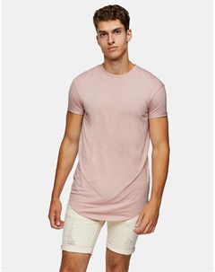 Розовая длинная футболка Topman