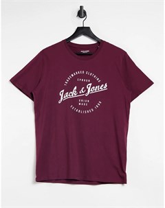 Красно коричневая футболка с круглым логотипом Originals Jack & jones