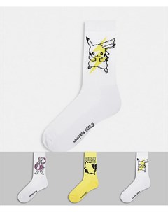 Набор из 3 пар спортивных носков с Пикачу и Мьюту Pokemon Asos design