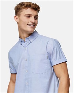 Голубая оксфордская рубашка узкого кроя Topman