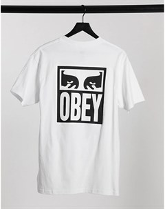 Белая футболка с принтом на спине Eyes Obey