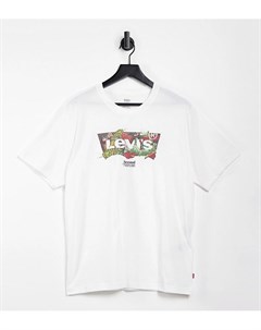 Белая свободная футболка с крупным логотипом в виде летучей мыши с цветочным принтом эксклюзивно для Levi's®