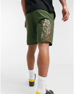 Узкие шорты карго с вышивкой дракона Asos design