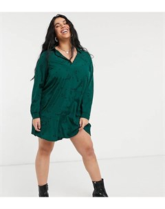 Зеленое платье рубашка с пуговицами Simply be