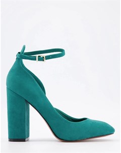 Сине зеленые туфли на высоком блочном каблуке Placid от Asos design