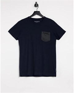 Темно синяя футболка с контрастным карманом French connection