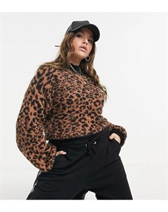 Вязаный джемпер в стиле oversized с рукавами фонариками и леопардовым принтом Wednesday's girl curve