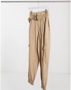 Светло коричневые брюки карго Vero moda