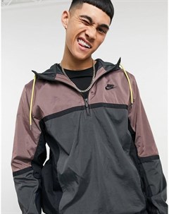 Лиловая темно серая куртка с короткой молнией в стиле колор блок Nike
