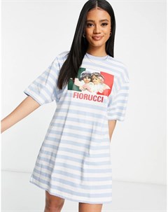 Платье футболка в полоску с логотипом и принтом в виде ангелов гонщиков Fiorucci