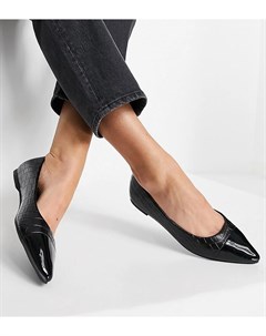 Черные балетки со вставкой на носке Simply be extra wide fit
