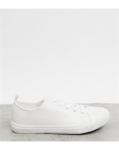 Белые кроссовки на шнуровке для широкой стопы New look wide fit