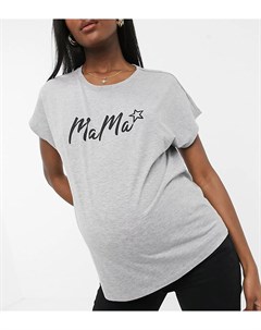 Серая футболка с надписью Mama Gebe maternity