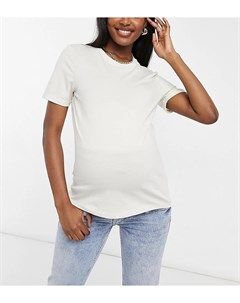 Белая хлопковая футболка Pieces maternity