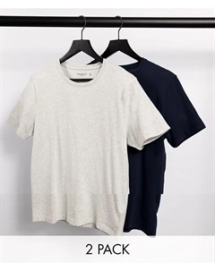 Набор из 2 футболок темно синего и серого цвета с логотипом Abercrombie & fitch