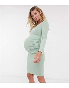 Шалфейно зеленое облегающее платье миди Maternity Queen bee