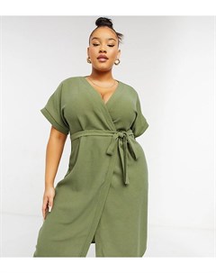 Платье миди цвета хаки с запахом ASOS DESIGN Curve Asos curve