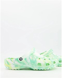 Туфли с космическим принтом цвета зеленого мрамора Classic Crocs