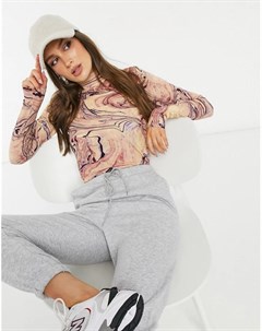 Лонгслив с высоким воротником и мраморным принтом Maison scotch