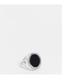 Кольцо из стерлингового серебра с совереном ониксом и узором завитки Chained & able