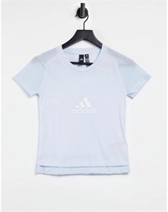 Голубая футболка с графическим принтом Adidas
