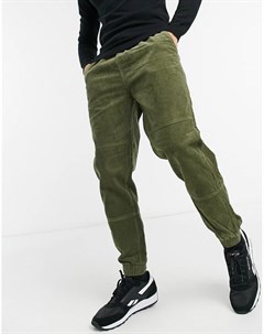 Вельветовые брюки карго цвета хаки New look