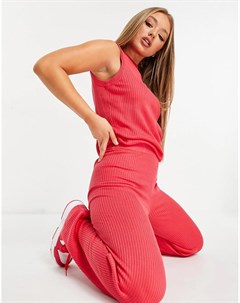 Трикотажная майка топ и брюки с широкими штанинами от комплекта розового цвета Peyton Threadbare
