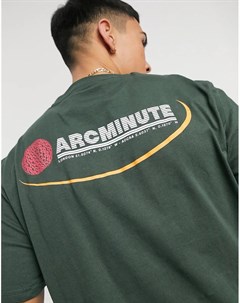 Зеленая футболка с принтом на спине Arcminute The arcminute