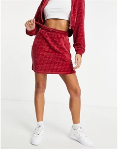 Красная велюровая юбка со сплошным принтом Fila