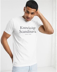 Белая футболка из органического хлопка с логотипом Knowledge cotton apparel