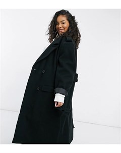 Черное пальто с поясом ASOS DESIGN Curve Luxe Asos curve