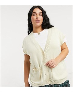 Oversized жилет кардиган в стиле casual с вязкой косами Loose threads plus