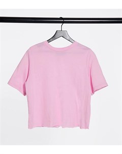 Набор из 2 укороченных футболок с необработанными краями в белом и нежно розовом цвете Daisy street plus
