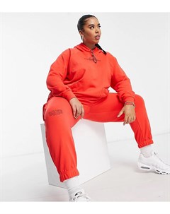 Красные флисовые джоггеры с логотипом галочкой Plus Nike