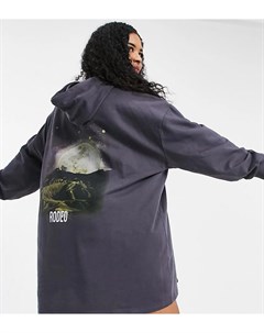 Темно серое платье худи в стиле oversized с фотопринтом и надписью Rodeo ASOS DESIGN Curve Asos curve