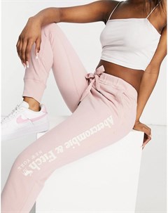 Розовые джоггеры с манжетами и логотипом Abercrombie & fitch