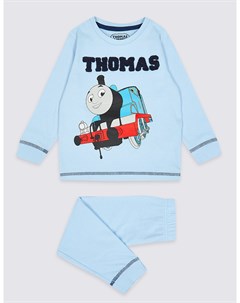 Пижама детская с иллюстрацией Thomas Friends 1 7 лет голубой микс Marks & spencer