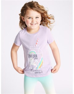 Хлопковая футболка с принтом Единорог для девочки Marks & spencer