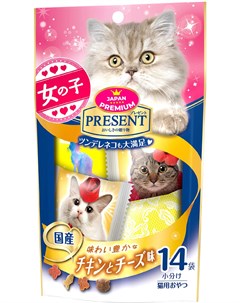Лакомство Present для привередливых кошек с японским цыпленком в сырном соусе 42 гр Japan premium pet