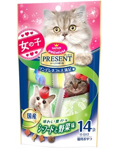 Лакомство Present для привередливых кошек с морепродуктами и овощами 42 гр Japan premium pet