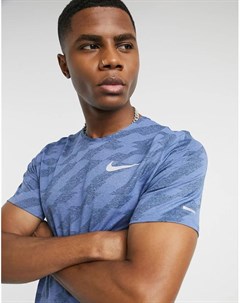 Голубая жаккардовая футболка Miler Nike running
