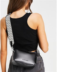 Черная сумка на плечо с длинным ремешком и принтом Claudia canova