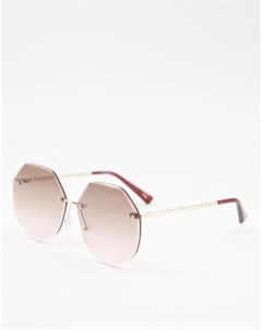 Солнцезащитные oversize очки без оправы в стиле 70 х с розовыми затемненными стеклами Asos design